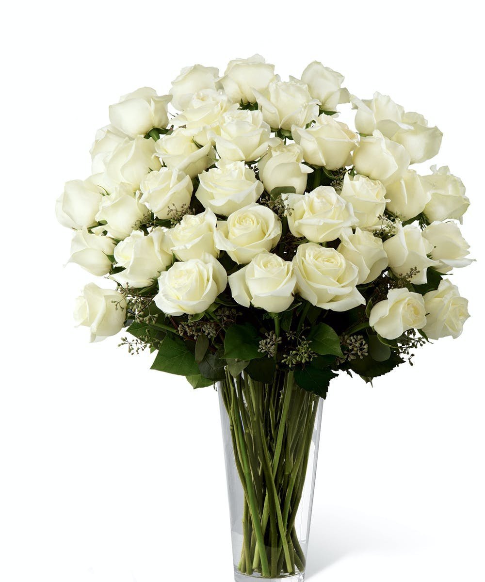 Букет 21 белая роза (60/70 см)
