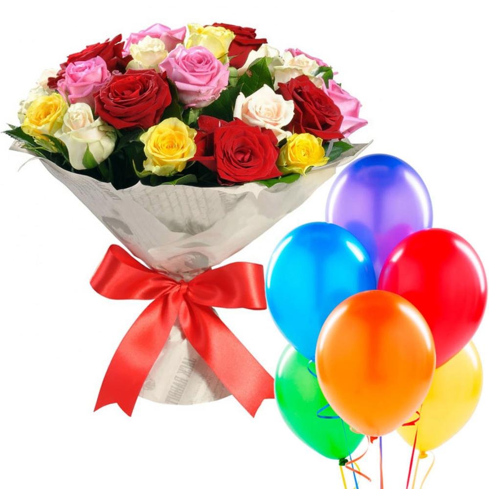 шарики и розы на день рождения