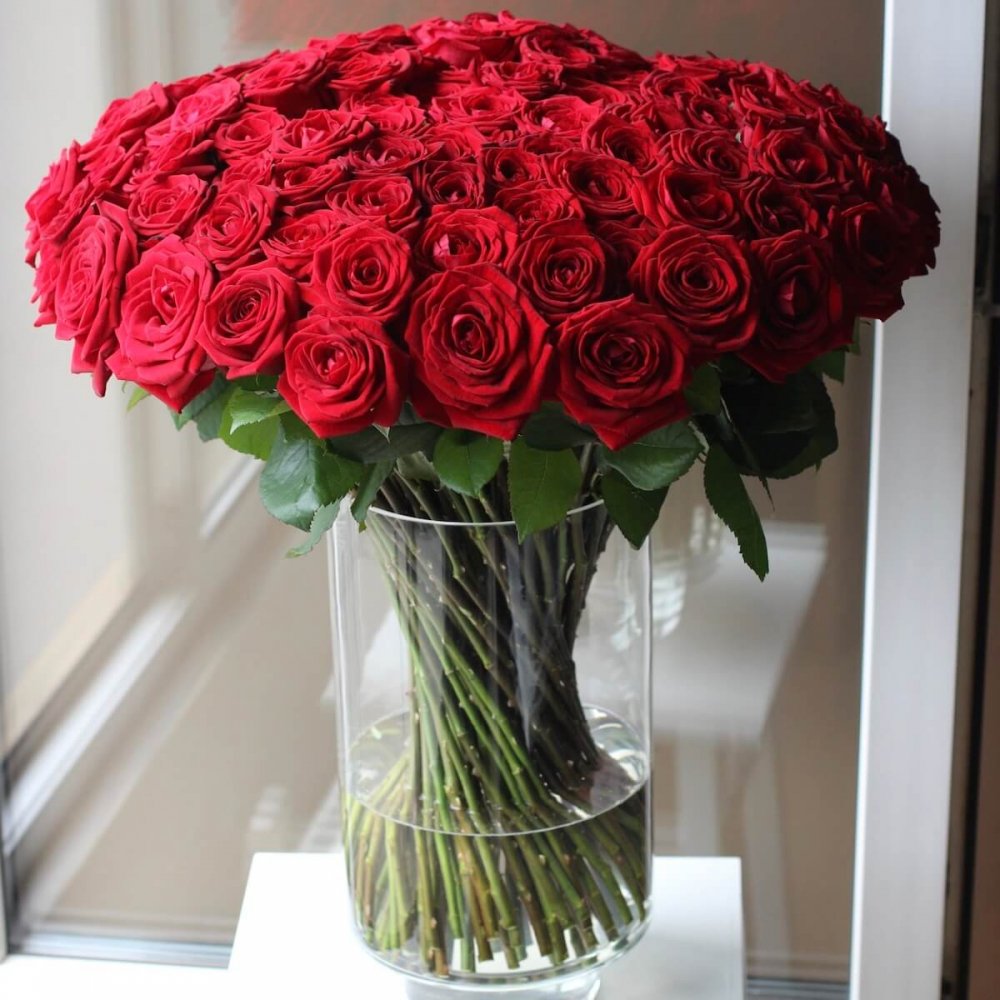 101 Белая и красная роза 60 см