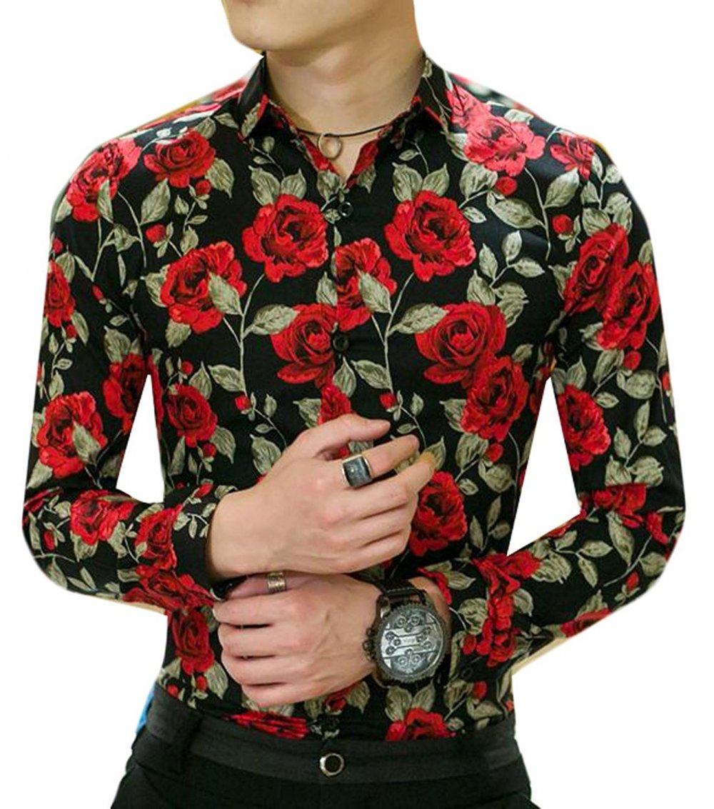 Рубашка с цветами мужская
