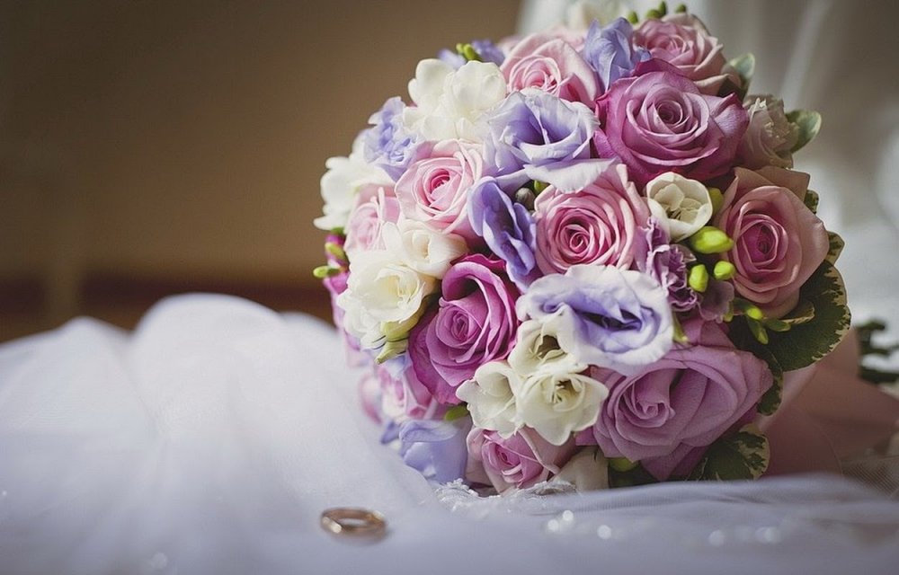 Букет невесты розово фиолетовый