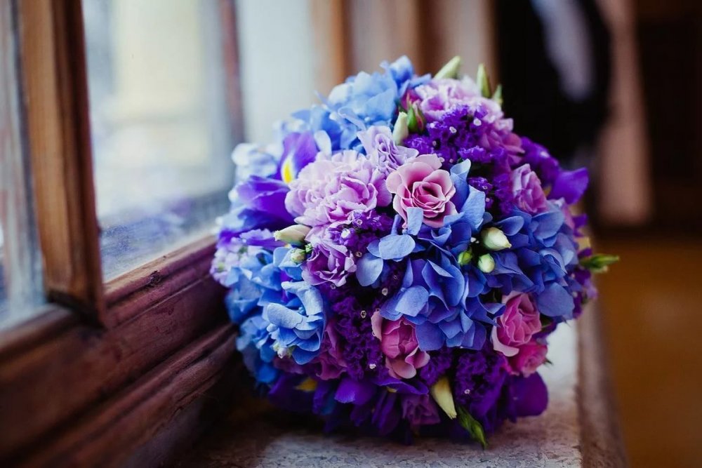 Букет невесты голубой лавандовый