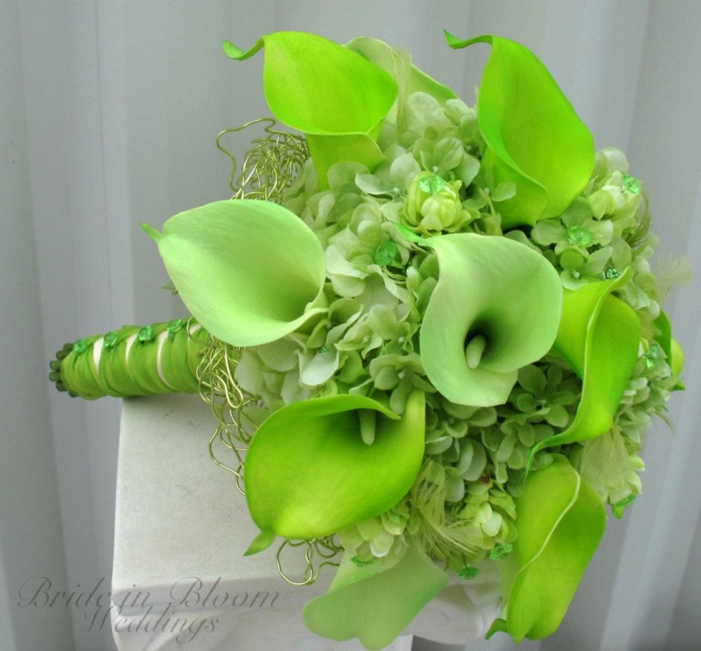 Букет невесты зеленый цветы каллы