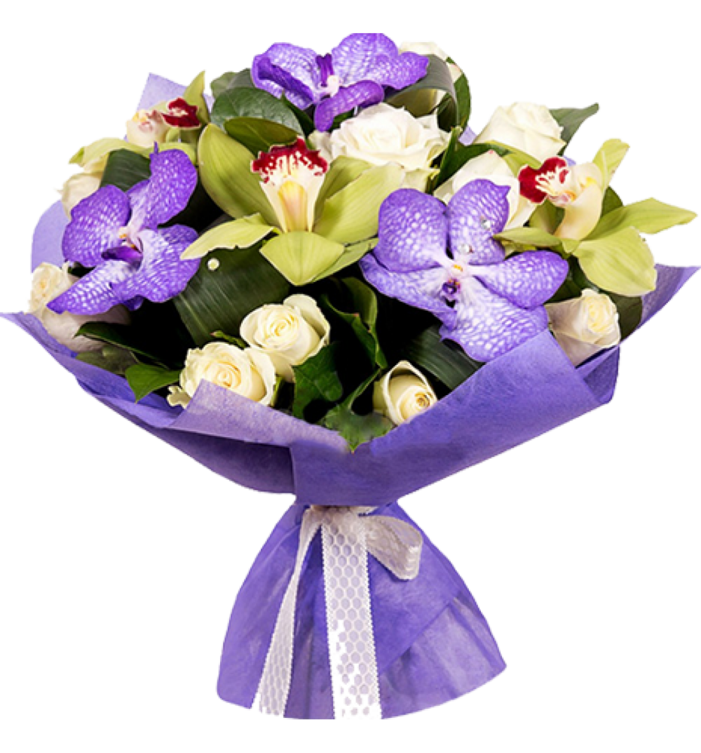 Букет орхидеи Ванда и розы
