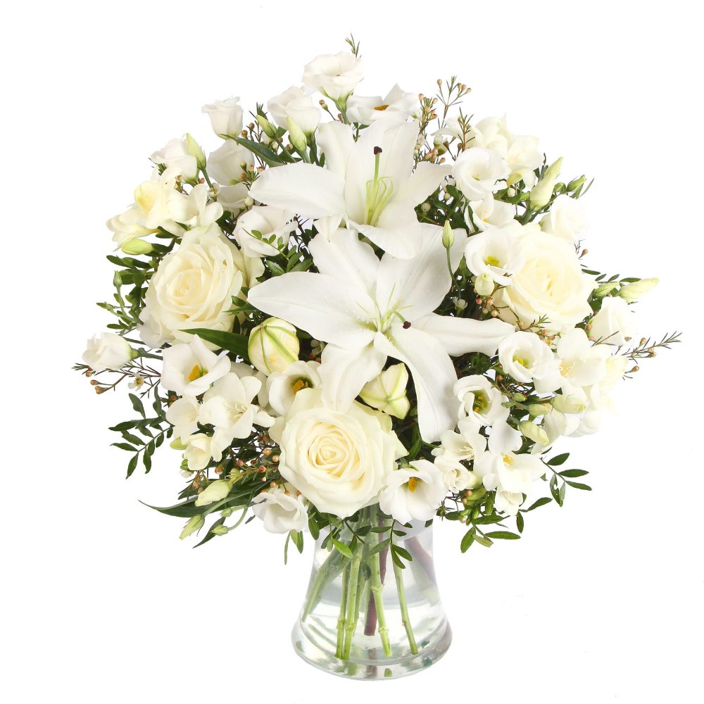 Букет белые лилии и белые розы