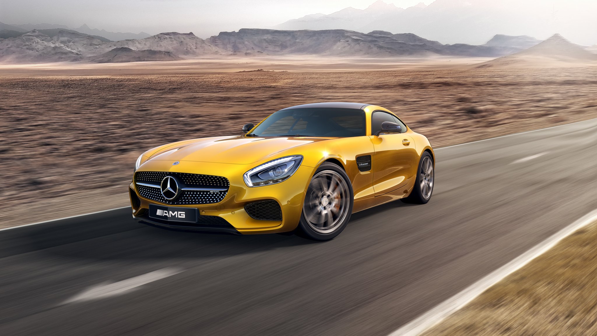 Mercedes AMG gt Yellow 4k