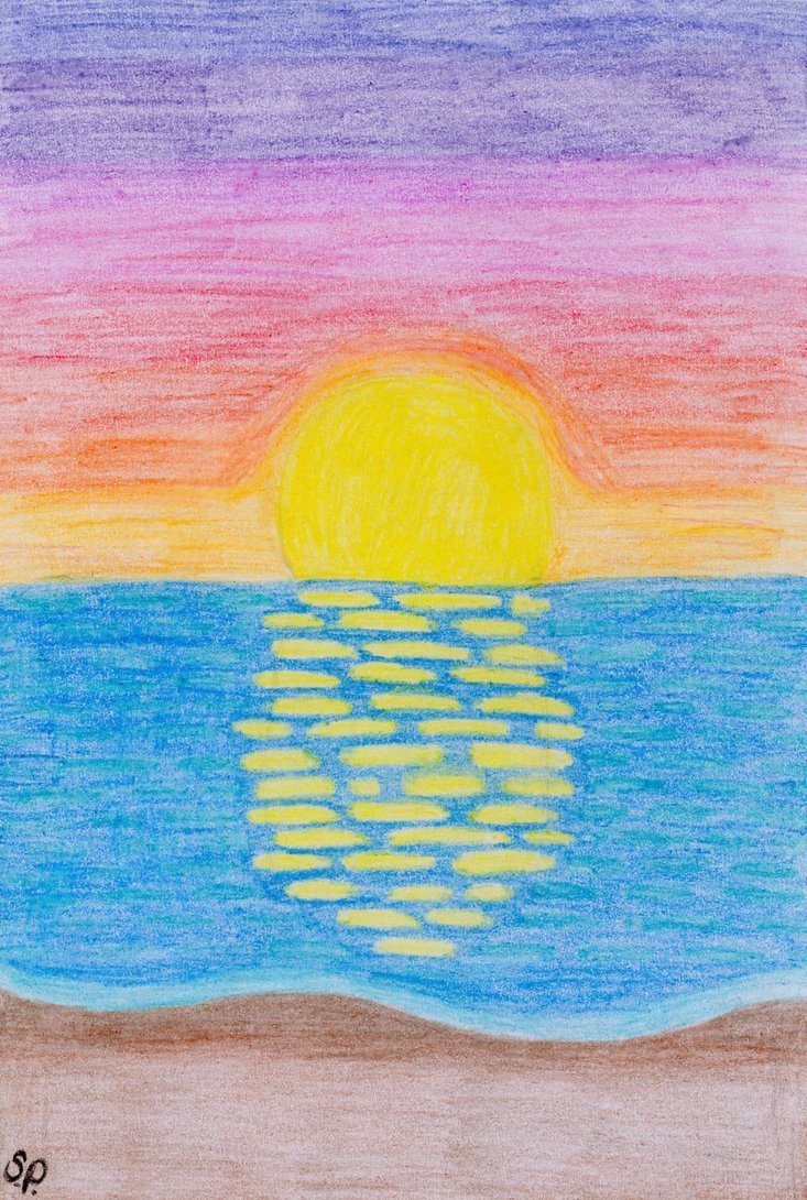 Нарисовать закат солнца