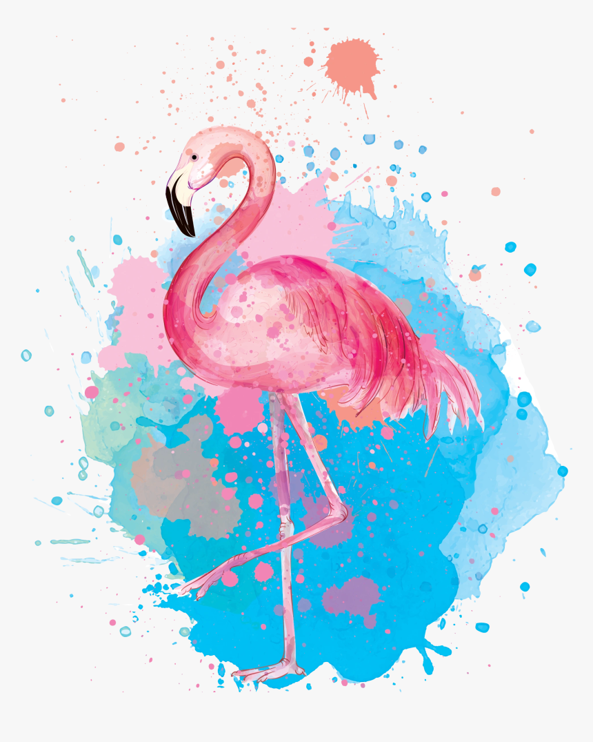 Фламинго арт на белом фоне