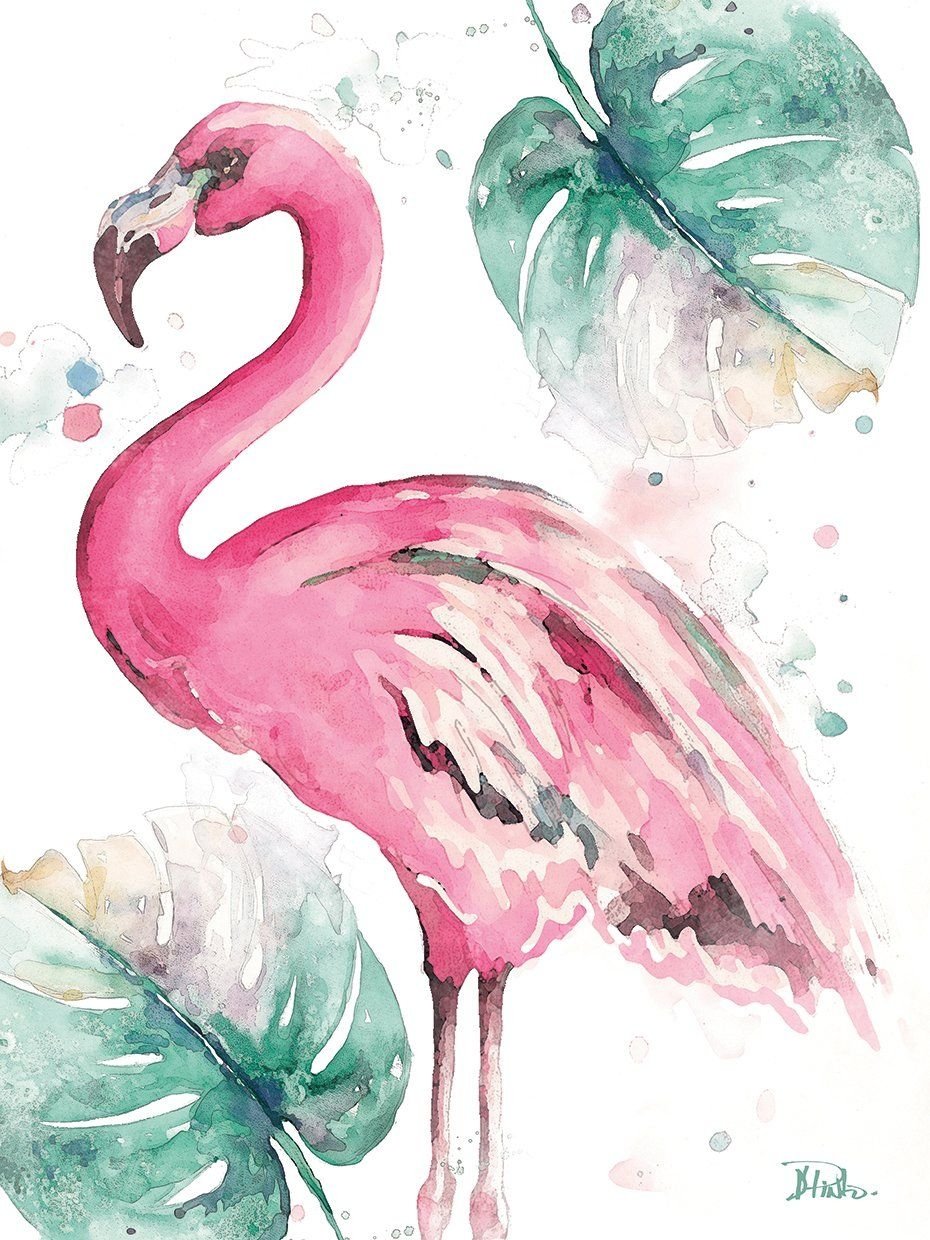 Фламинго картина акварелью
