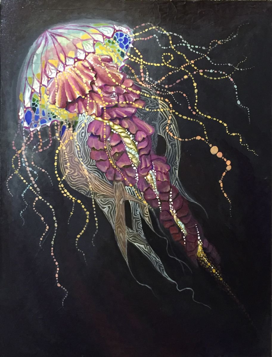 Рисуем медузу акварелью