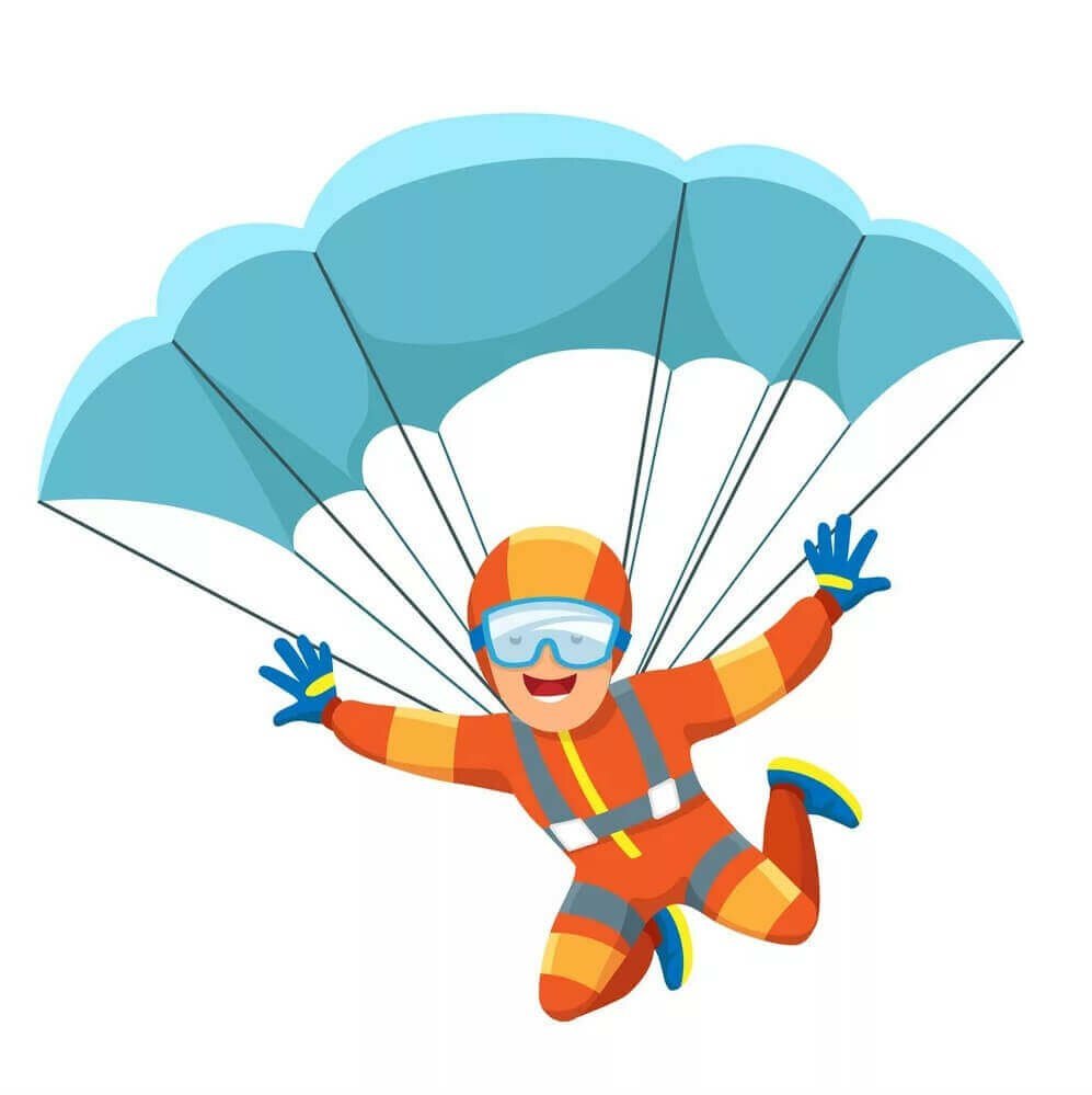 Десантник прыгающий с парашютом вектор