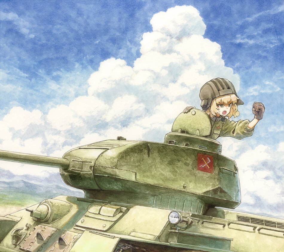 Мультяшный солдат на танке