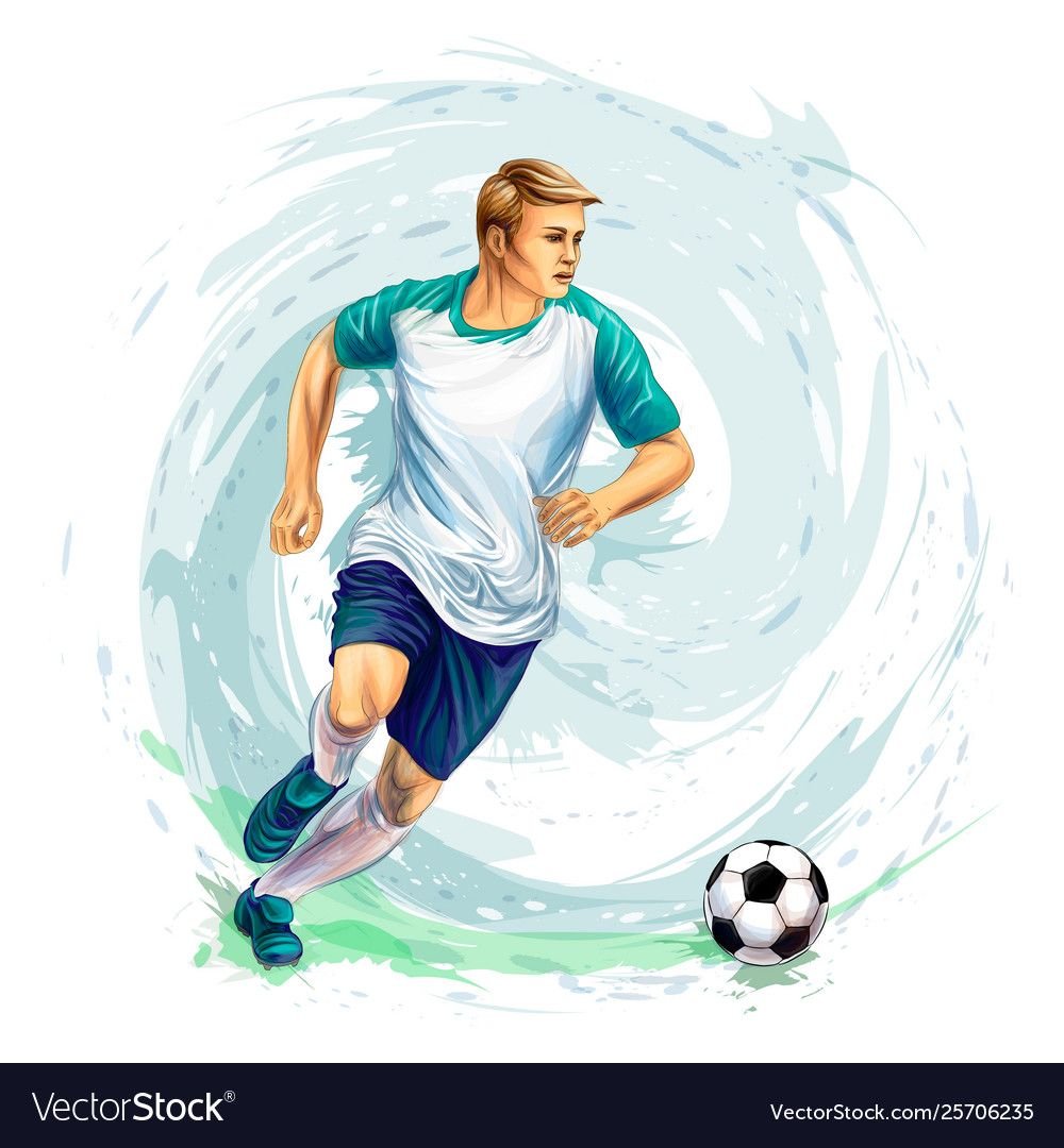 Иллюстрация футболист с мячом
