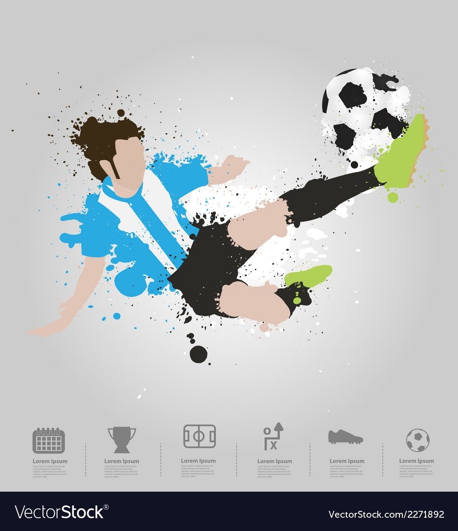 Футболист бьет по мячу иллюстрация