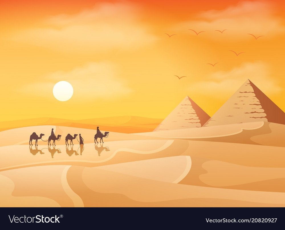Фон с пустыней и пирамидой