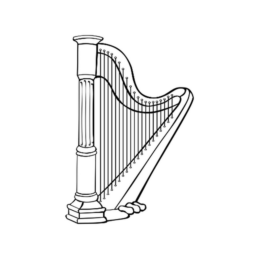 Арфа рисунок. Арфа раскраска. Арфа карандашом. Арфа раскраска для детей. Раскраска арфа музыкальный инструмент.