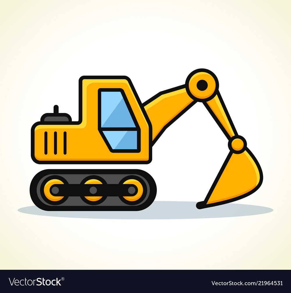 Red Excavator Clipart vector PNG