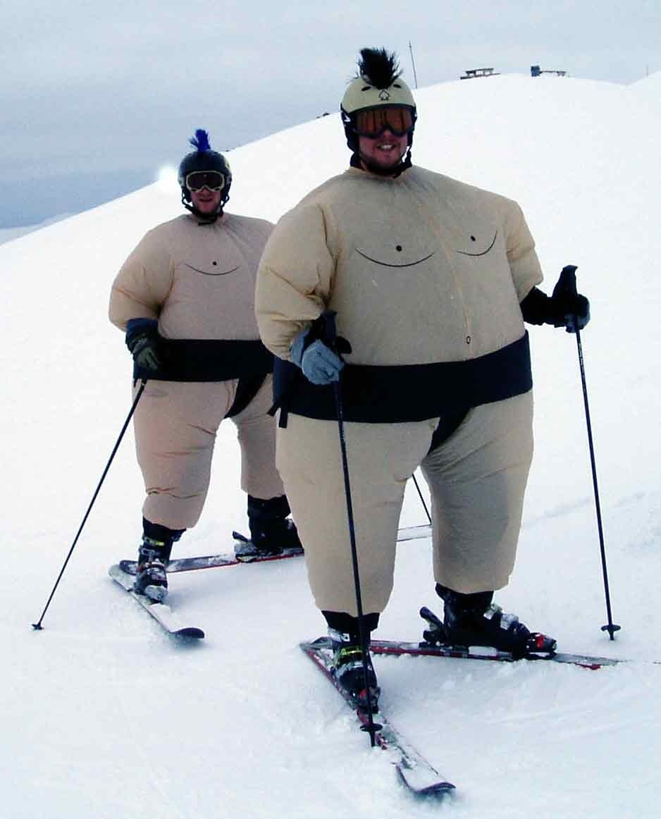 Толстый на лыжах