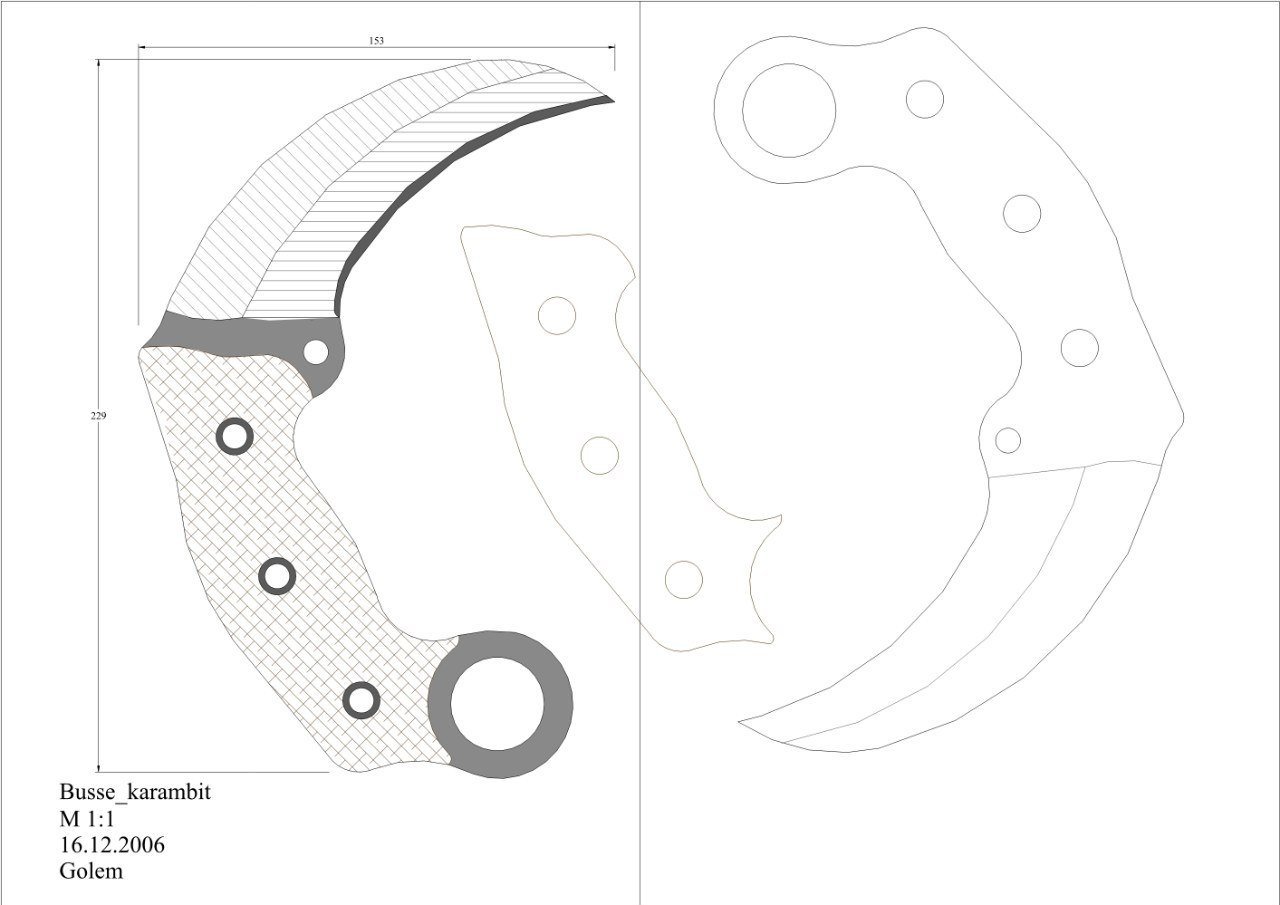 Нож керамбит чертеж распечатать