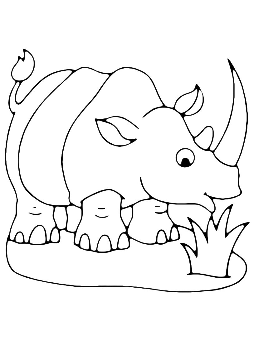 Маленькие раскраски для детей носорог