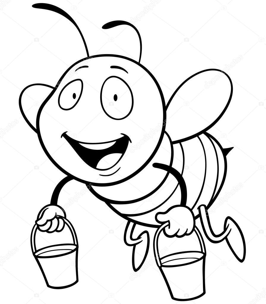 Пчелка на цветке рисунок
