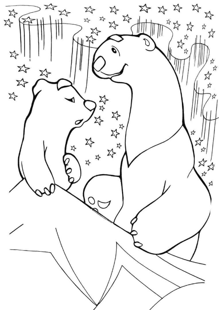 Медвежонок с мамой раскраска