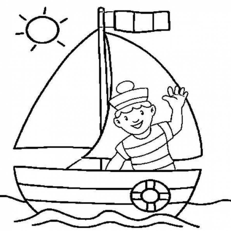 Лодка раскраска для малышей