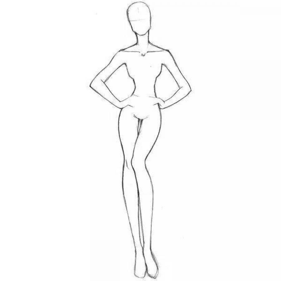 Рисунок тела человека в полный рост для дизайна распечатка