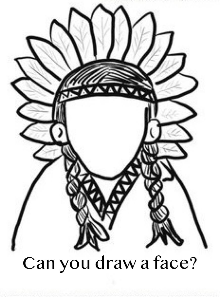 Портрет индейца карандашом