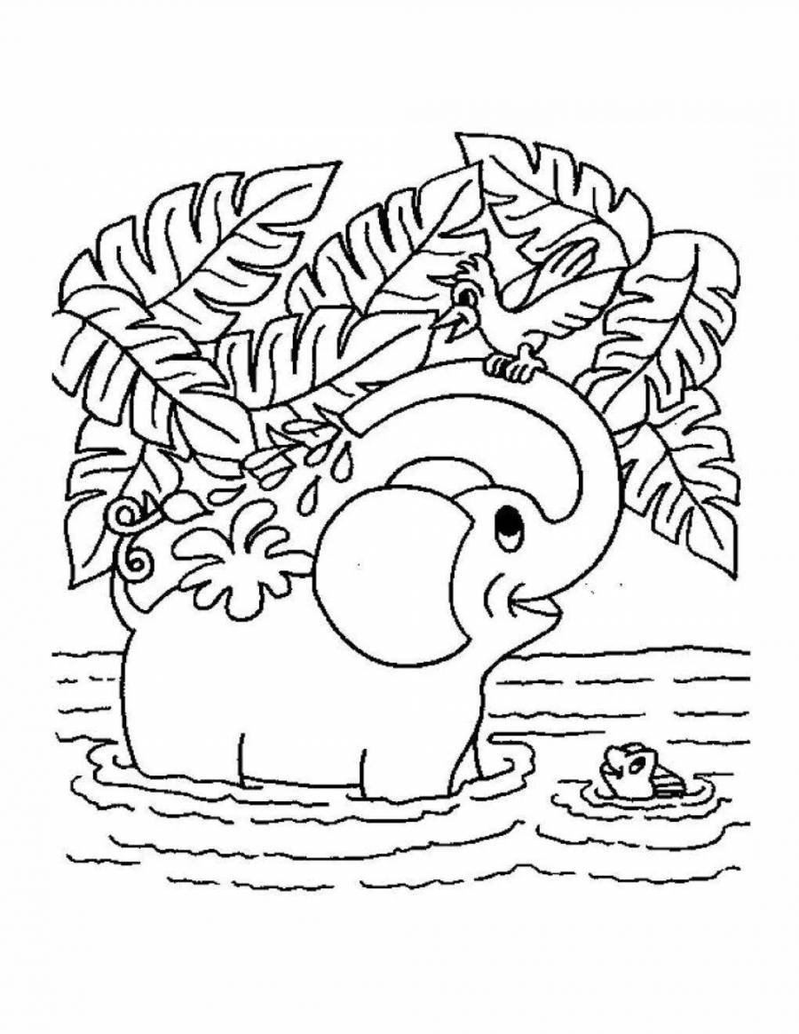 Слон рисунок для детей раскраска