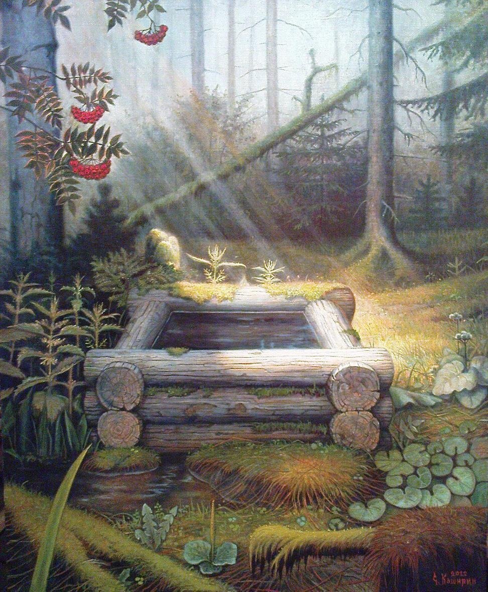 Сказочный колодец в лесу
