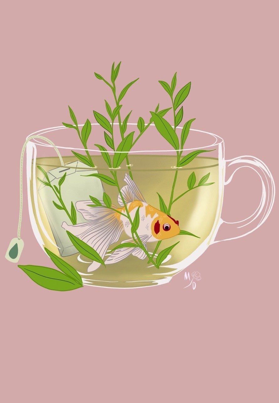 Чашка зеленого чая арт