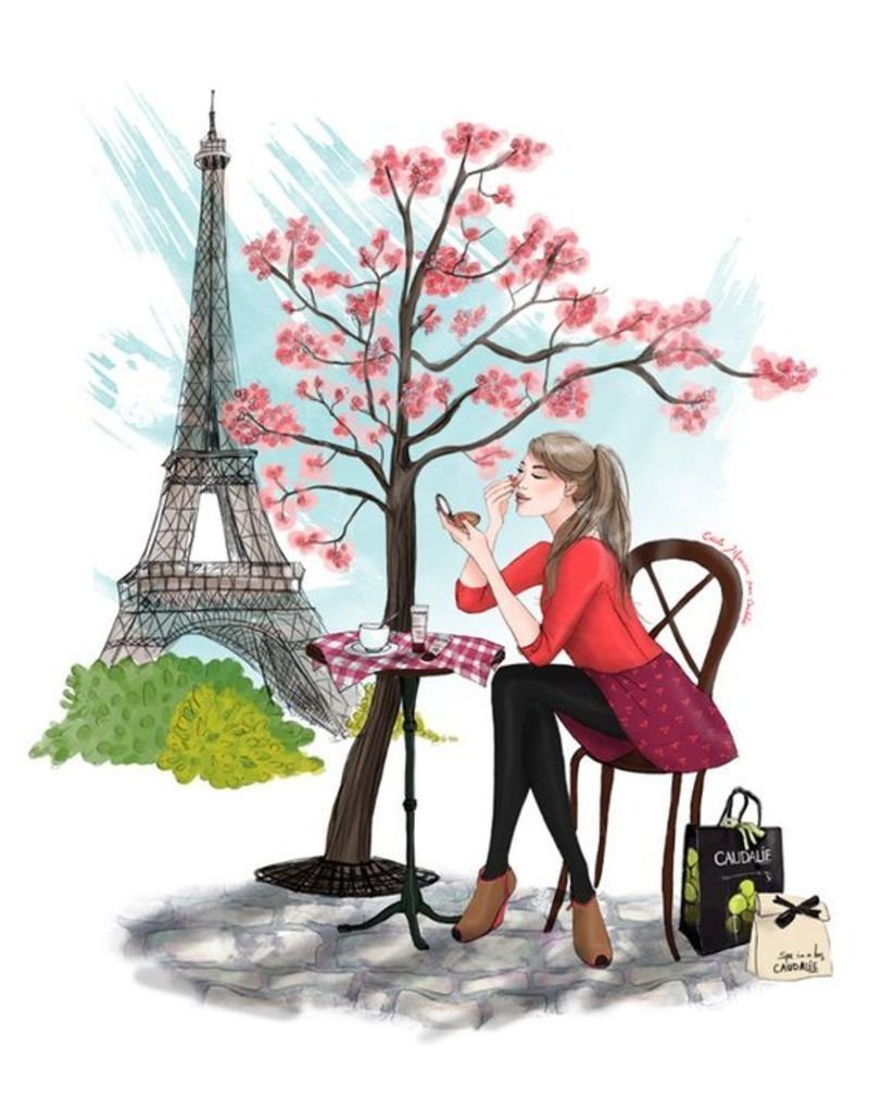 Девушка в Париже рисовать