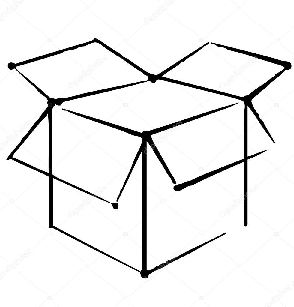 Контурный рисунок коробки