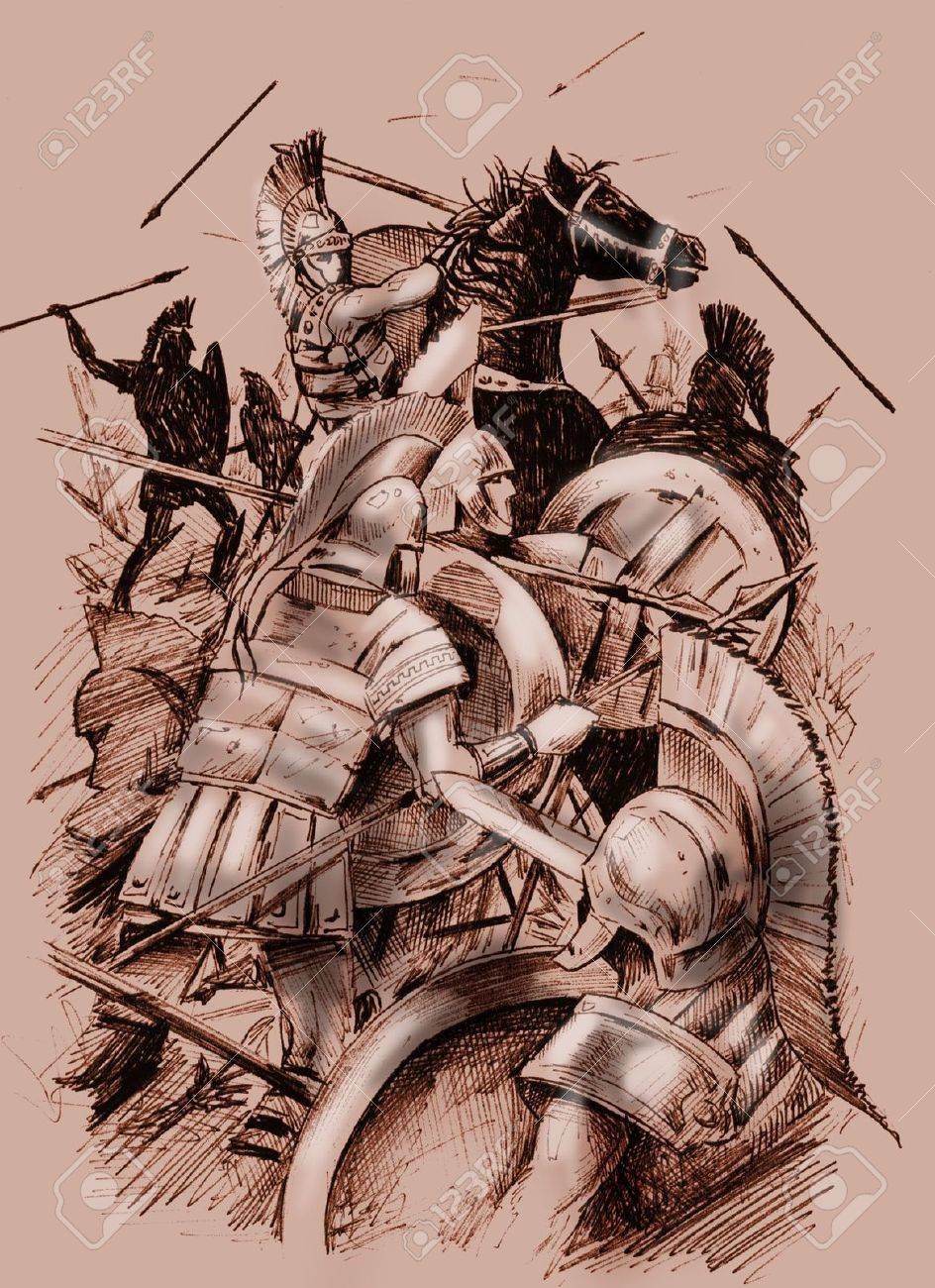 Зарисовки воинов и сражений.