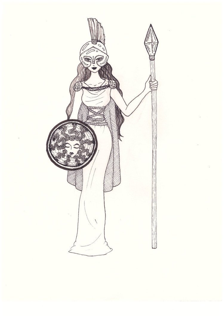 Афина богиня древней Греции чб