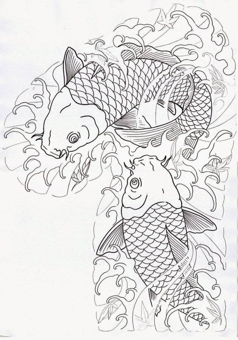 Японские рыбки раскраска