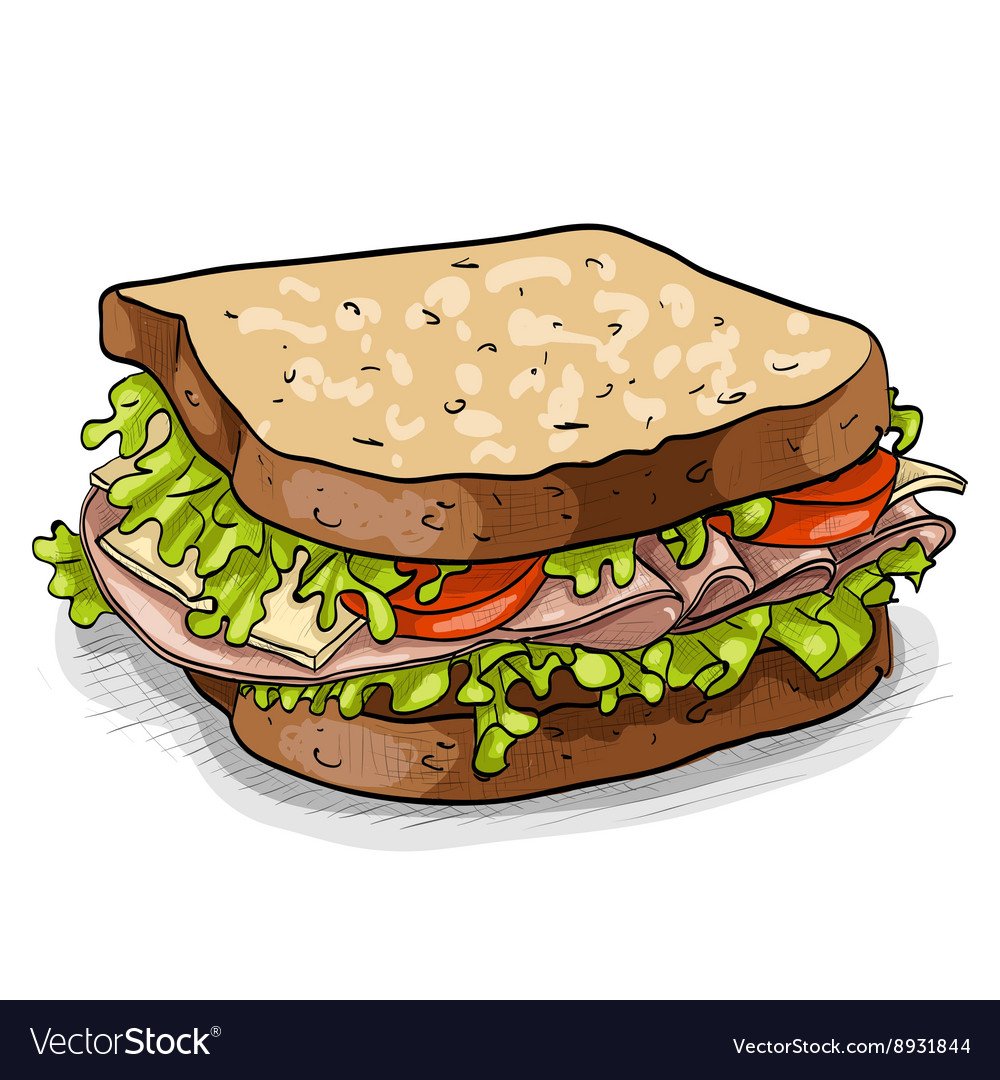 Раскраска бутерброд с колбасой