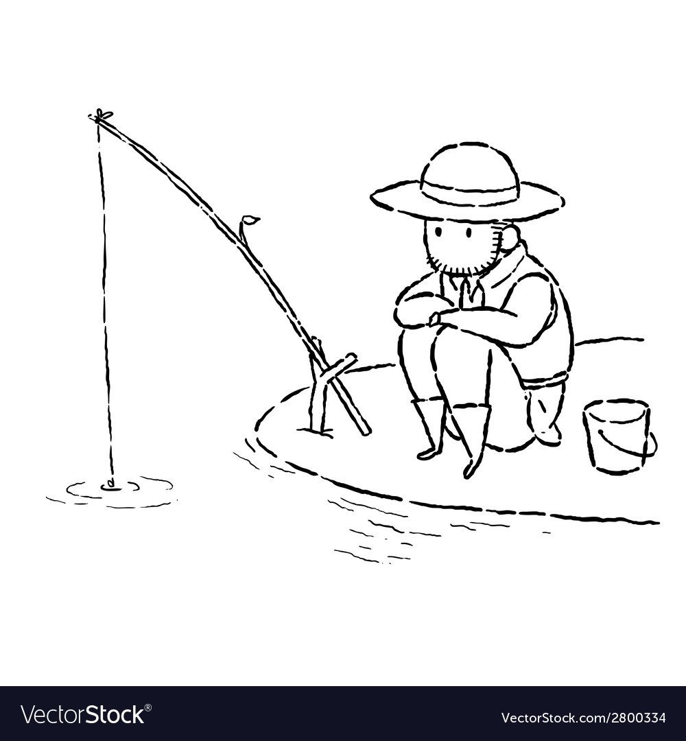 Рыбак с рыбой вектор