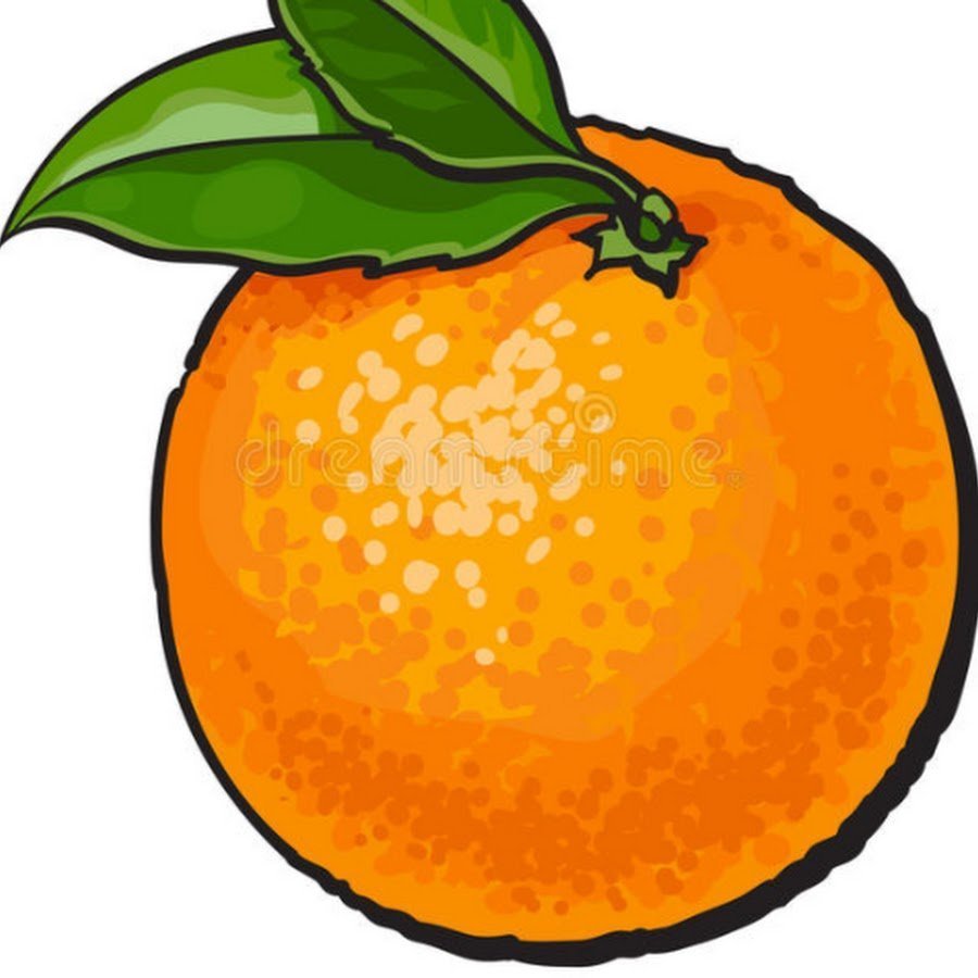 Апельсин мультяшный на белом фоне