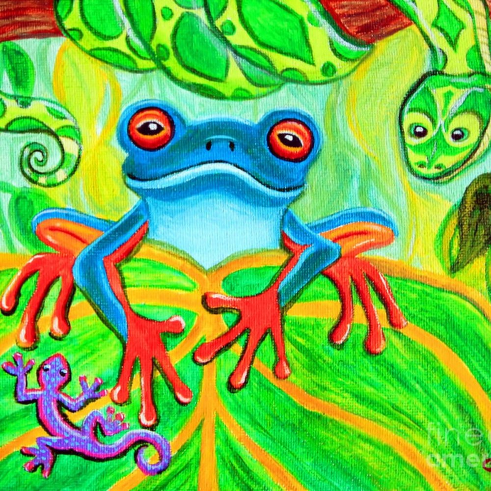 Тропическая лягушка арт
