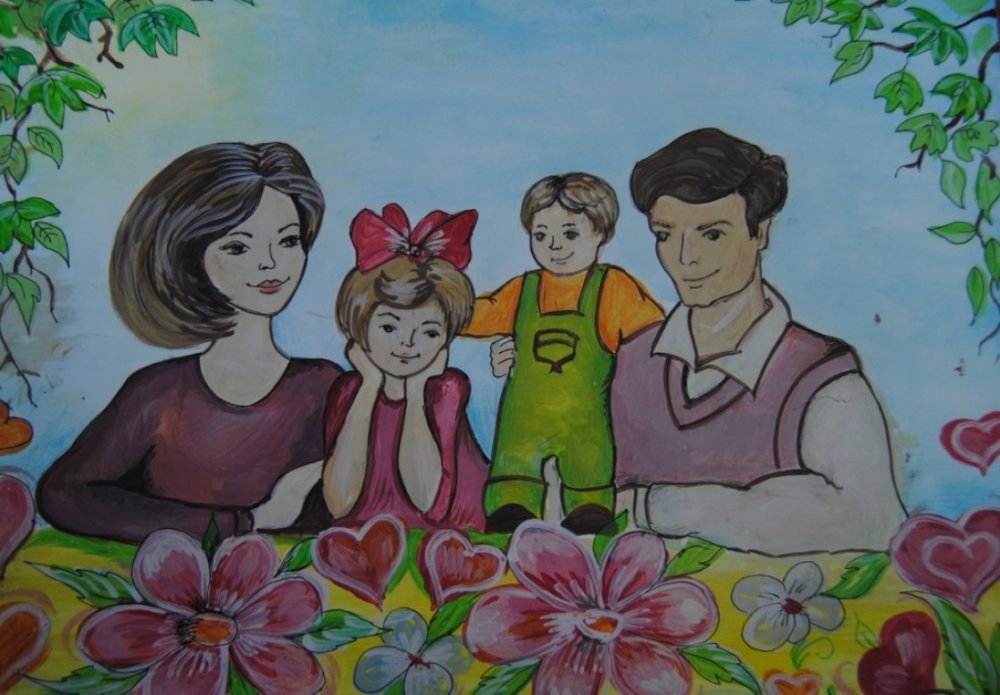 Рисунок семьи легкий