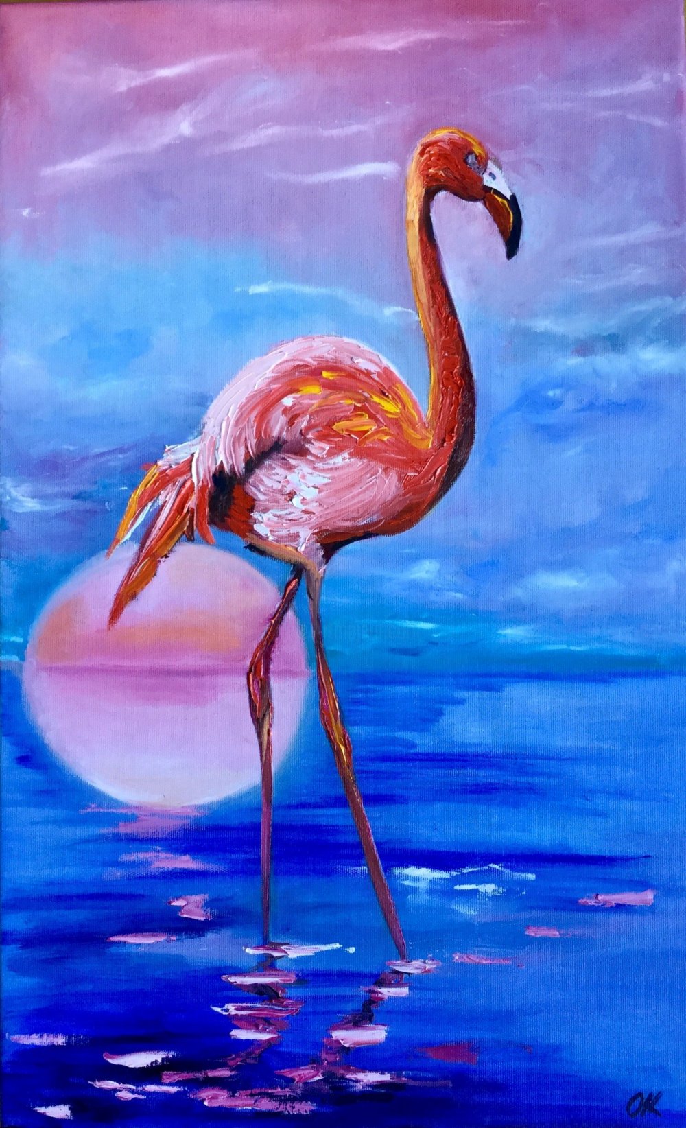 Фламинго живопись масло