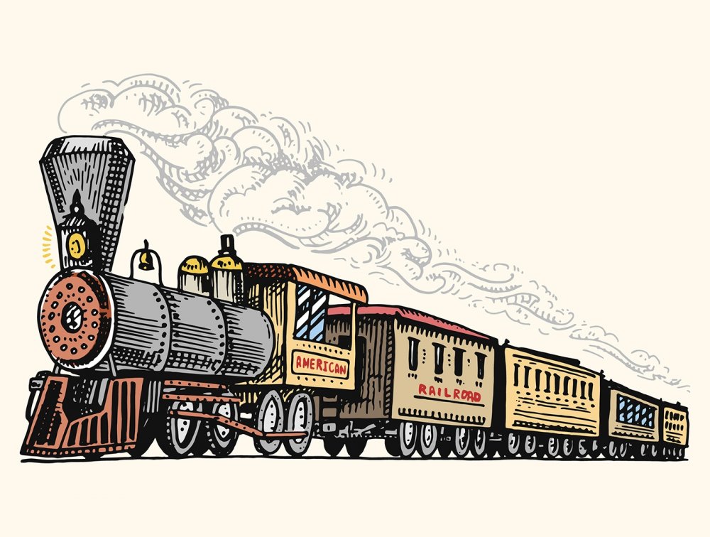 Старинный поезд рисунок