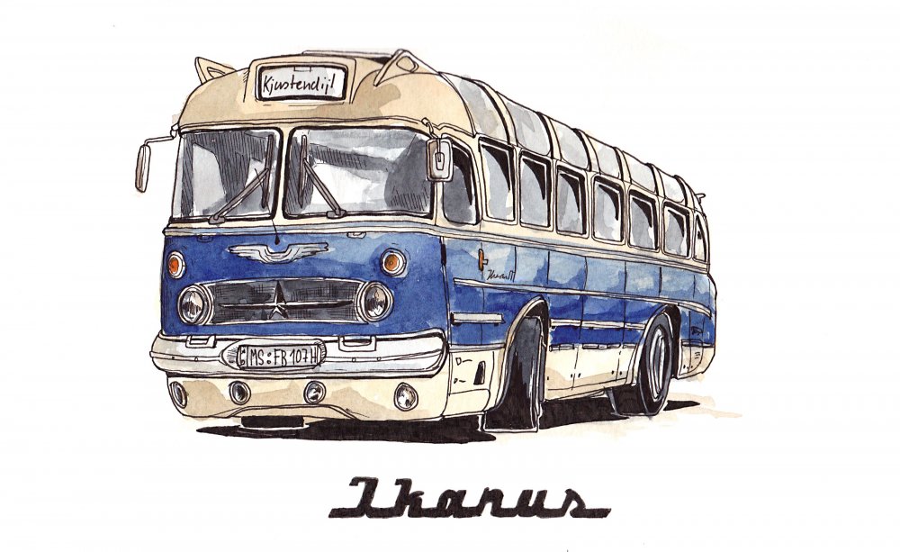 Старый автобус рисунок