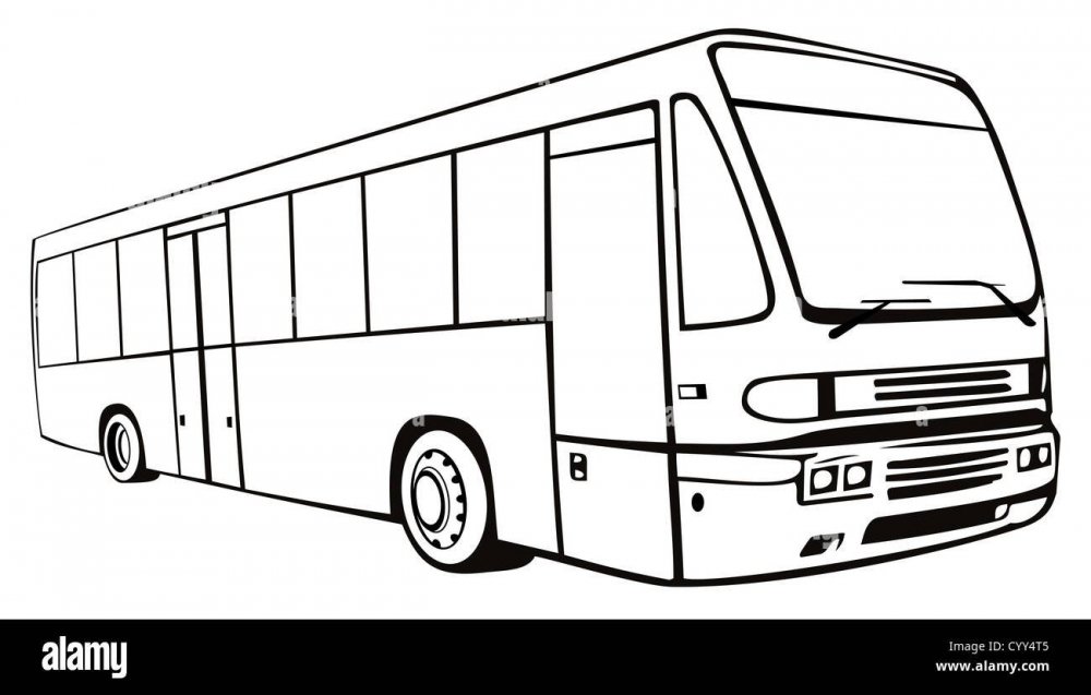 Автобус рисунок черно белый