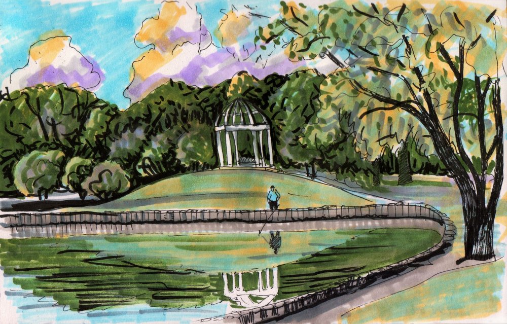 Эскиз фонтана в парке
