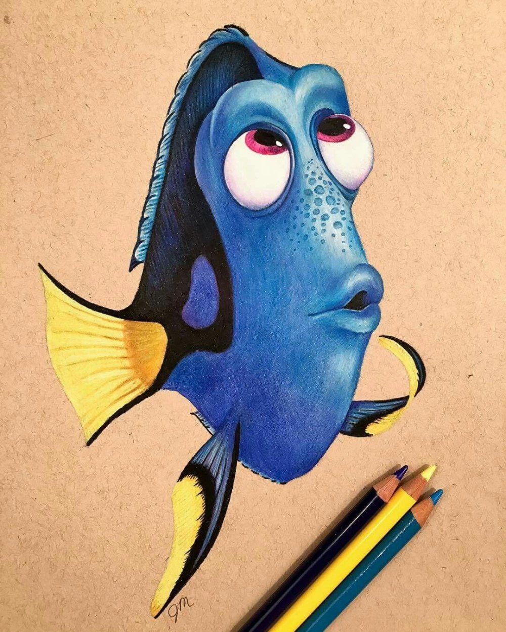 Рыбы цветными карандашами