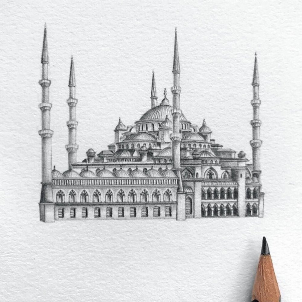 Казахская мечеть рисованная