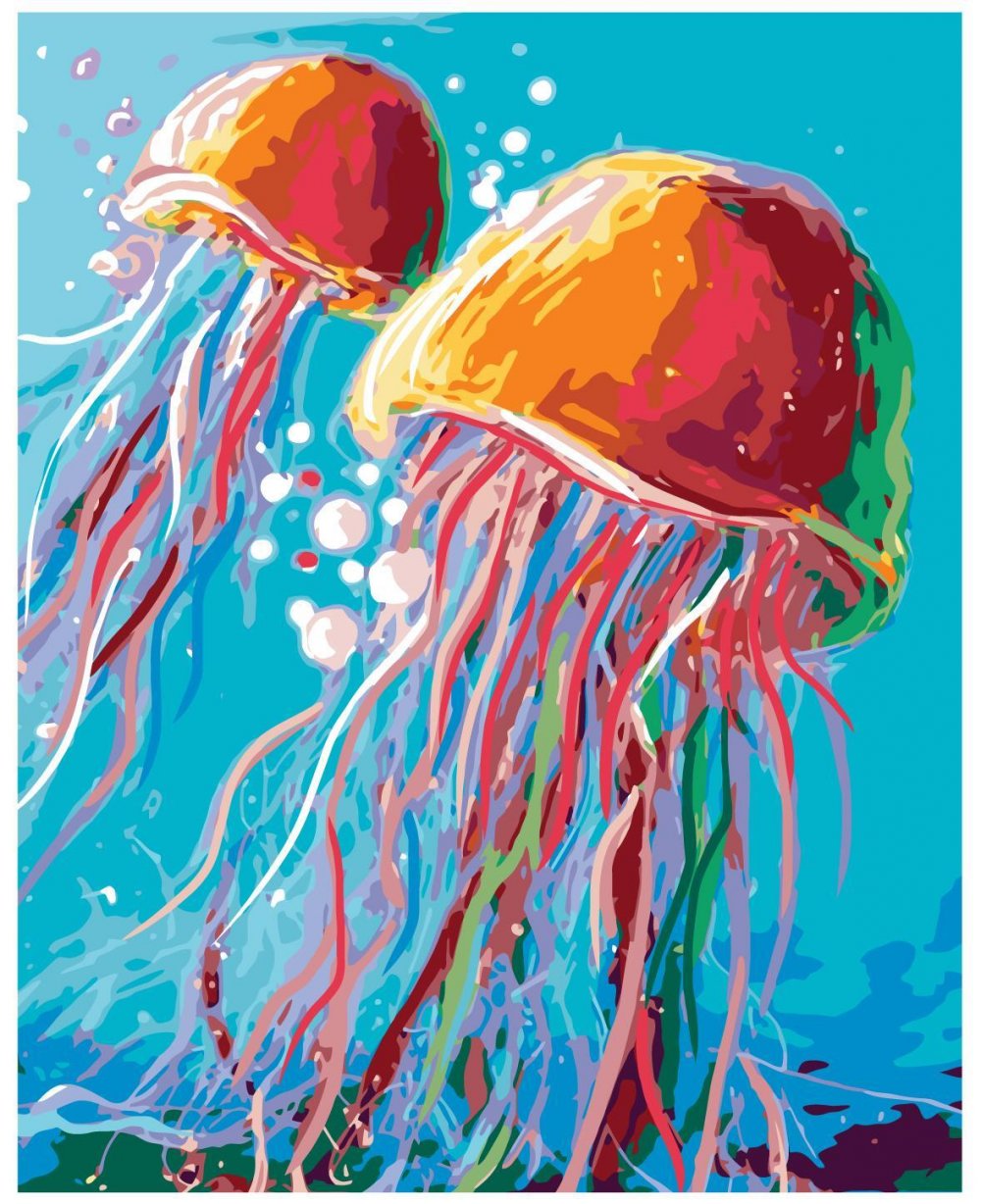 Медуза акварелью